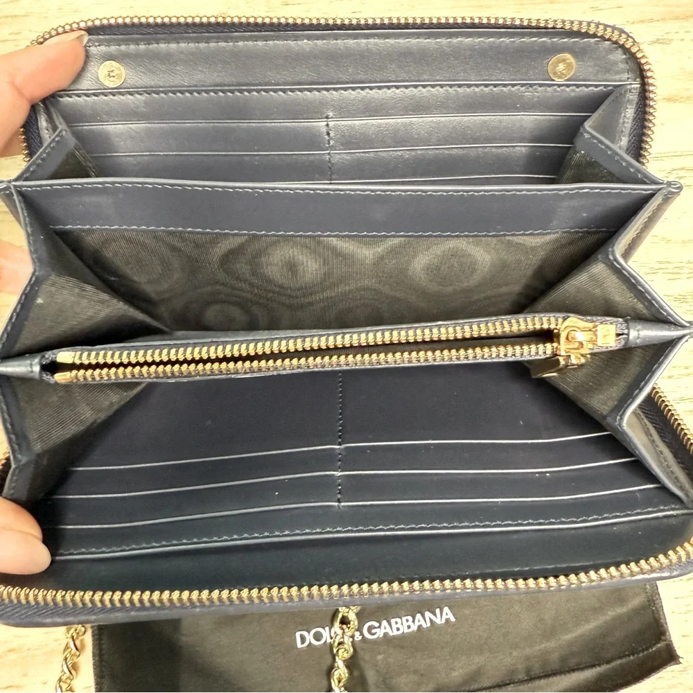 Dolce & Gabbana Denim Zipper Wallet On Chain - Picture 6 of 6